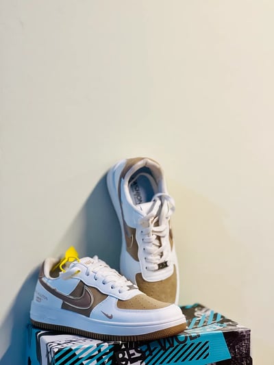 Nike Air Force 1 Low x LV-Inspired White & Tan Sneakers 👟✨
