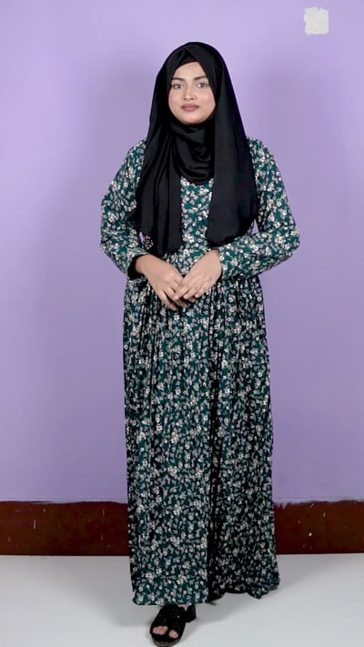 প্রিমিয়াম চেরি প্রিন্ট ফ্লোরাল আবায়া / বোরকা