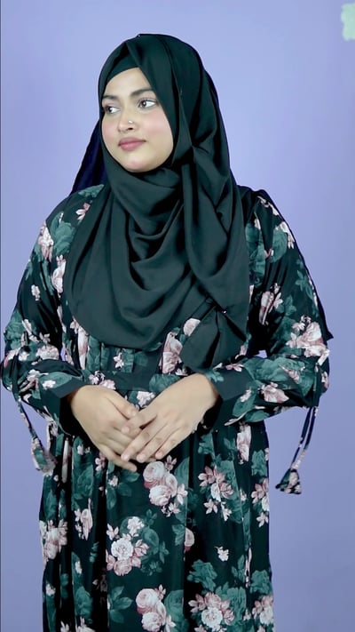 মাল্টি-কালার প্রিমিয়াম চেরি প্রিন্ট ফ্লোরাল বোরকা
