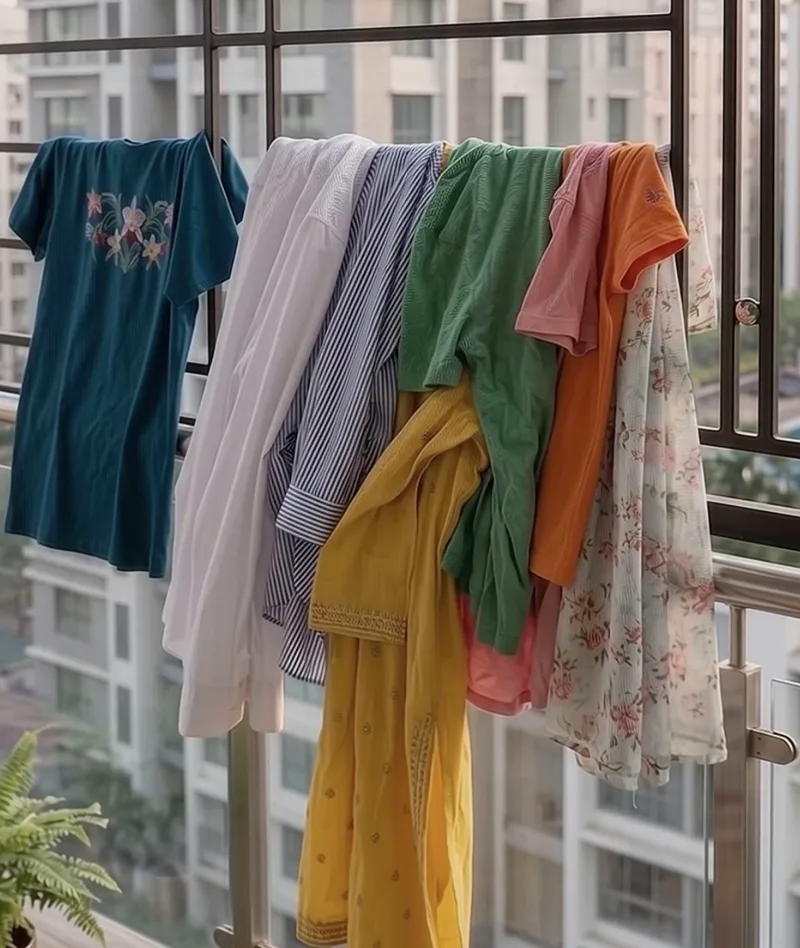 গ্রিলে দলা পাকিয়ে রাখা কাপড়